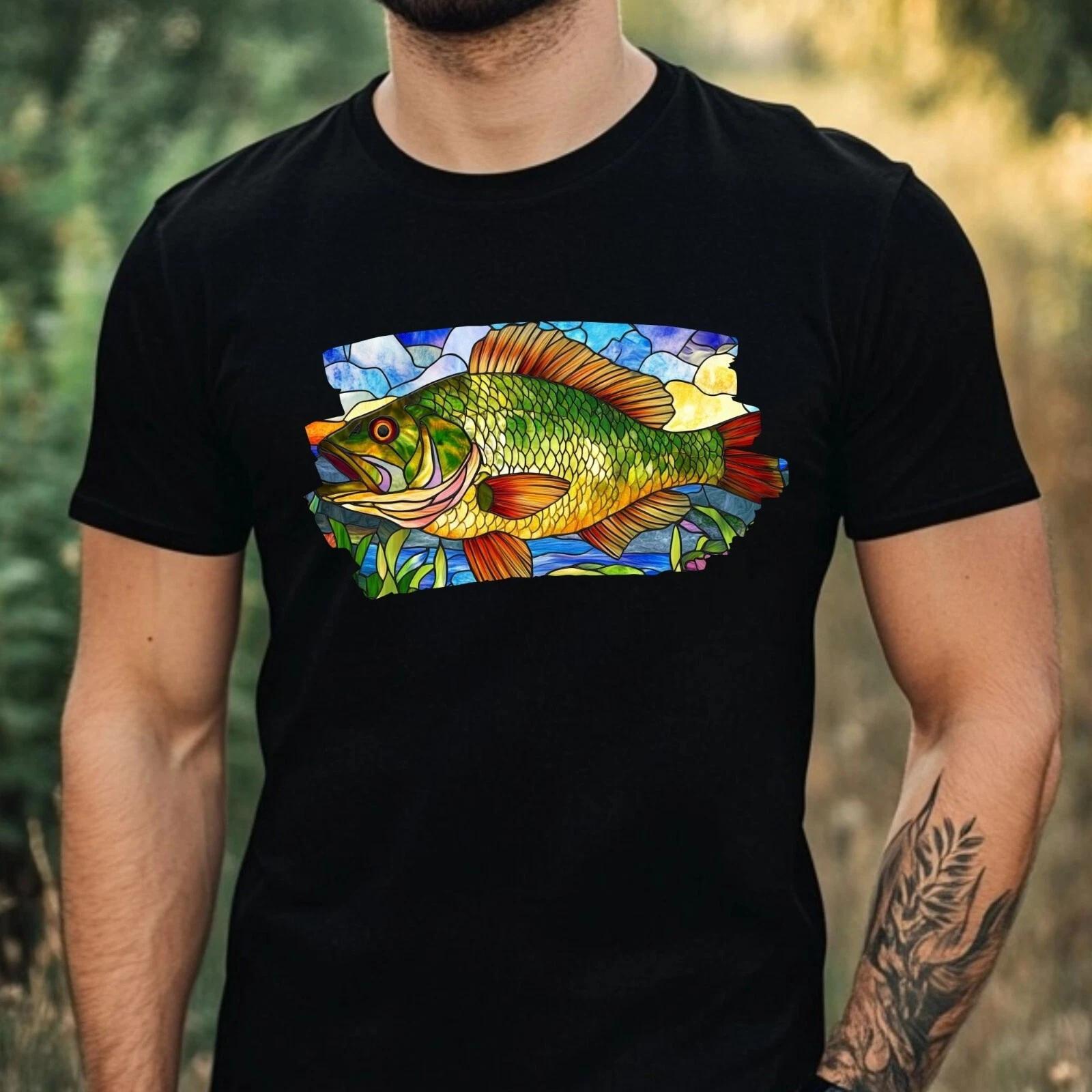 T-Shirt Herren Barsch Buntglas Motiv Baumwolle Größe XS bis 5XL XL