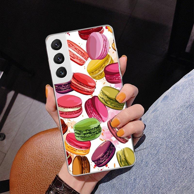 Macaron Eiscreme Kuchen Donut Handyhülle Für Samsung Galaxy S24 S25 Edge S26 Ultra S23 S22 S21 Plus S20 FE + Personalisierter Aufdruck