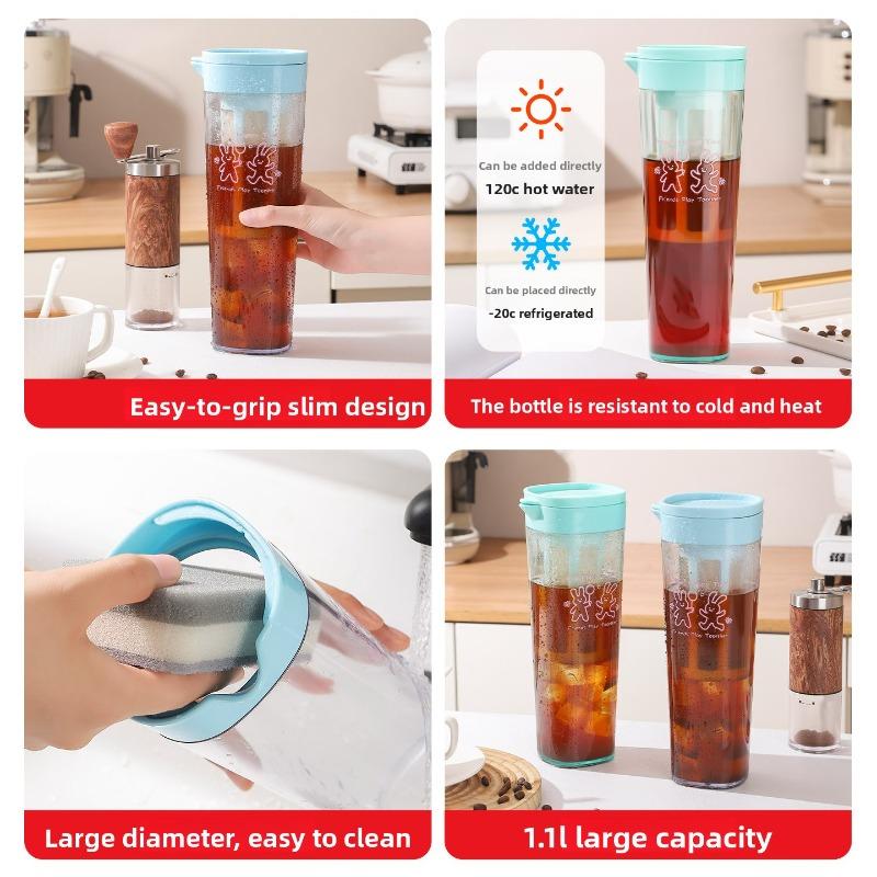 Cold Water Pitcher with Household Filter Net, Plastic, Heat-resistant, Cool Boiled Water Pitcher, Sealed Coffee Cold Brew Pitcher, Cold Water Pitcher