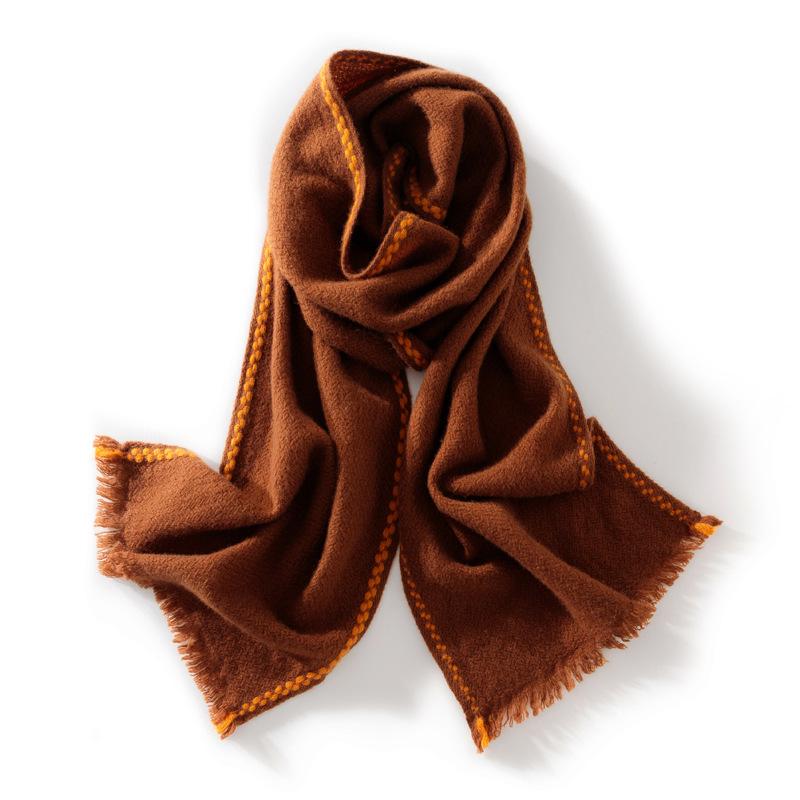100% Pure Cashmere Women’s Herringbone Scarf with Tassels – Warm, Versatile Shawl for Autumn & Winter One Size