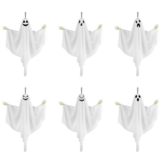 Hanging Ghost Decoration Halloween Outdoor Flying White Cloth Ghost with Bendable Skeleton Hands for Front Porch Yard Tree Decor