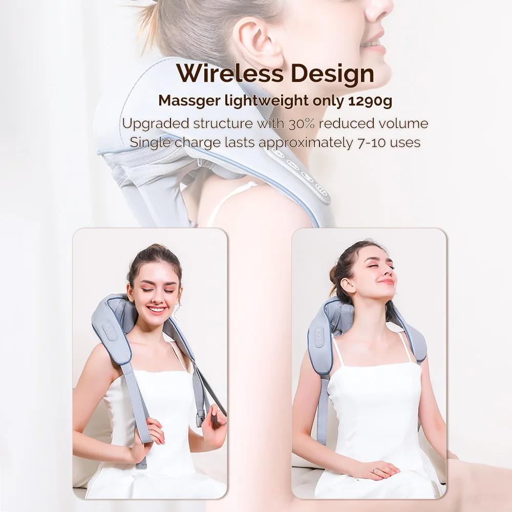 Wireless Trapezius Neck Back Massager 3 Models Electric Shoulder Kneading Shawl Cervical Deep Tissue Relaxing Massage Pillow New