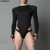 Men Long Sleeve Cutout Fitted Briefs Bodysuits Jumpsuits Underwear Playsuits