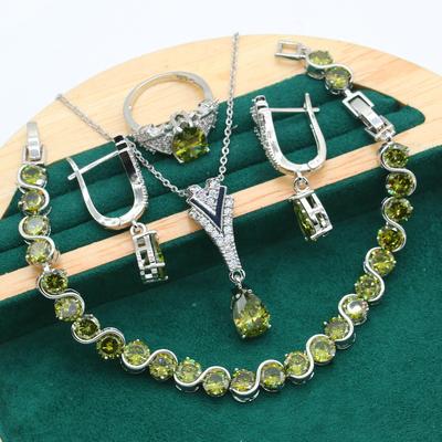 Europa y Estados Unidos Caliente Antialérgico Zirconio Pulsera Collar Pendientes Anillo Conjunto de Joyas