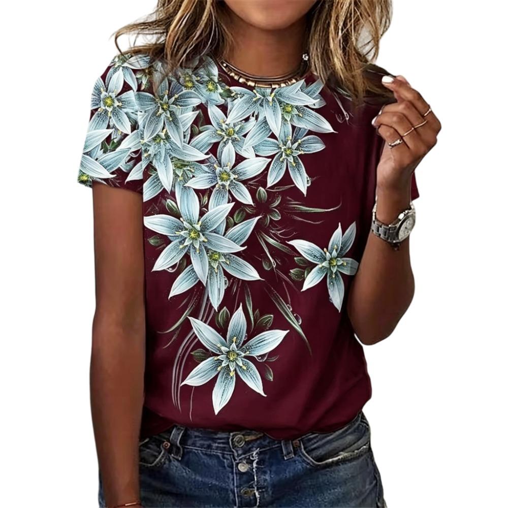Flower print women s fashionable T-shirt XS