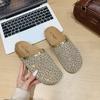 Fashion Sandals for Women's 2025 Summer New Luxury Brand Slippers Lightweight Round Head Shoes Water Diamond Flat Slides Women Sandals