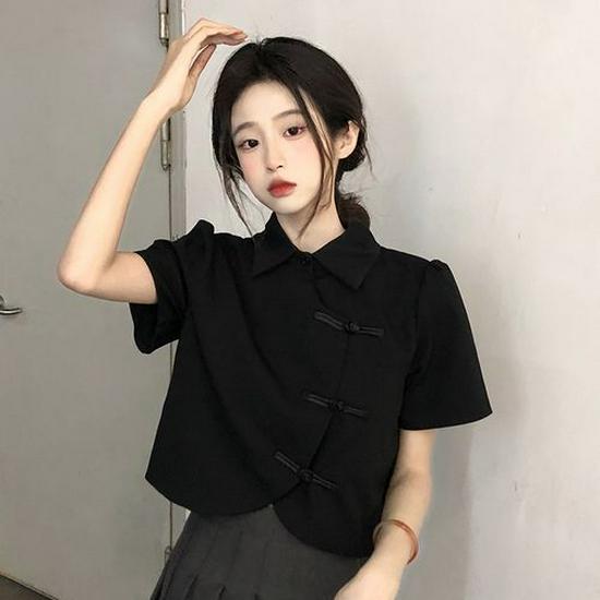 

Новий китайський короткий топ Cheongsam 2026 – Жіноча літня сорочка з нерівним кроєм та коротким рукавом у французькому стилі Small (recommended 70-90)