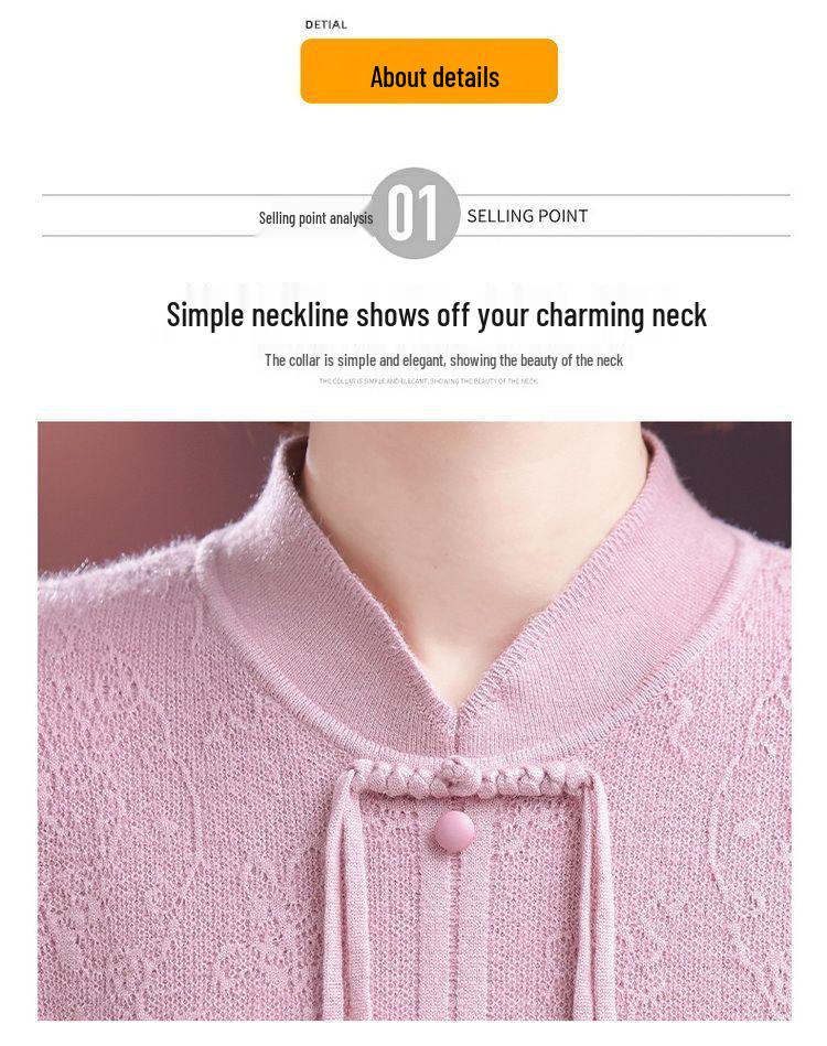 2024 Elegant Velvet Sweater for Women 50+, Chinese Style, Warm and Thick Base Layer for Mother's Wear.