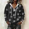 Women's Fashion Long Sleeve Polka Dot Print Hooded Pullover Sweatshirt