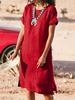Casual Short Sleeve Dress With Spliced Polyester Fabric For Women Spring 2022
