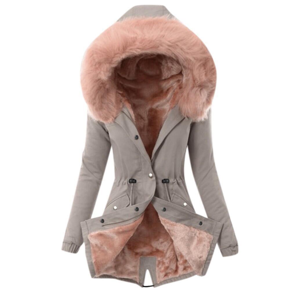 Ladies  Coat Womens Winter Warm Thick Long Jacket Hooded Overcoat