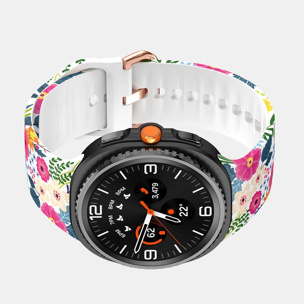 Floral Pattern Strap for Samsung Galaxy Watch 8 40 44mm Colorful Silicone Sport Band for Galaxy 8 Classic 46mm Sunflower Leopard
