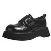 Small leather shoes women's spring new versatile bright leather single shoes platform black