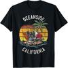 Oceanside Beach Kalifornien Palmen Totenkopf Surfen Sonnenuntergang Urlaub T-Shirt