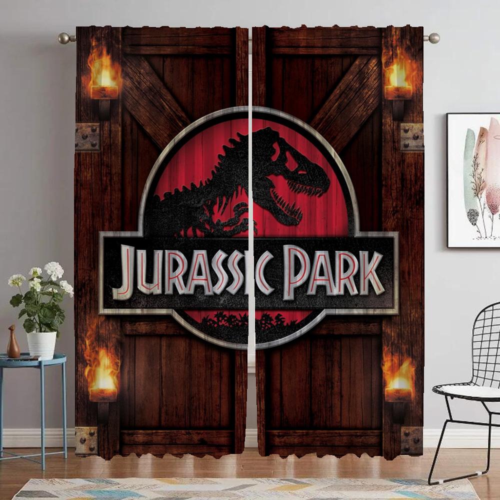 Jurassic Park Home Interior Curtains for Camera Tulle for Bedroom Shades Partition Anti-mosquito Curtains 2 Pieces Curtain Room