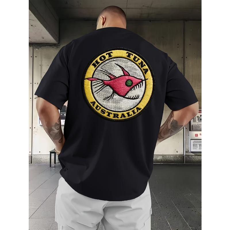 

European Size Men S T-Shirt with Imitation Pattern Print, Street Style, Suitable for Everyday Casual Wear, Loose Fit with Dropped Shoulders 4XL чорний