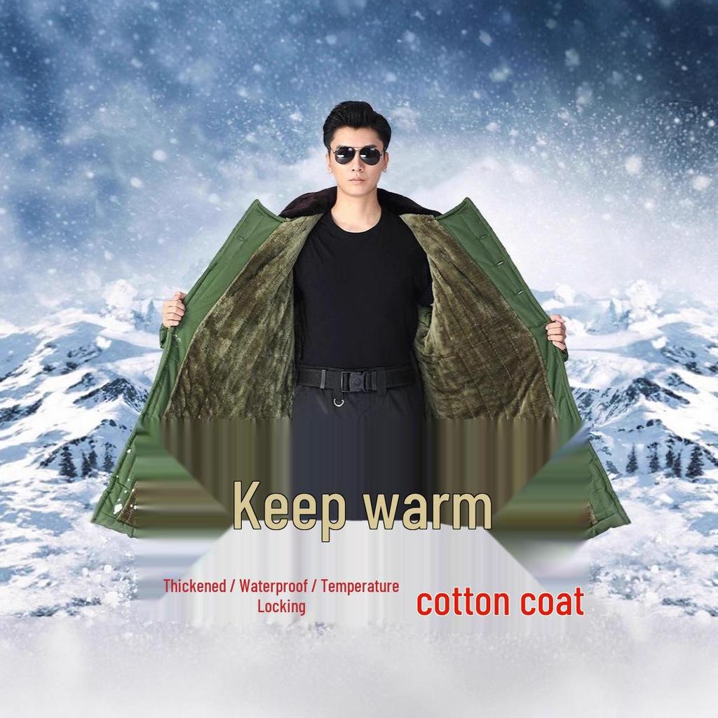 Men's Waterproof Military Winter Coat with Velvet Lining - Thick, Insulated, and Warm Long Cotton Jacket for Cold Protection