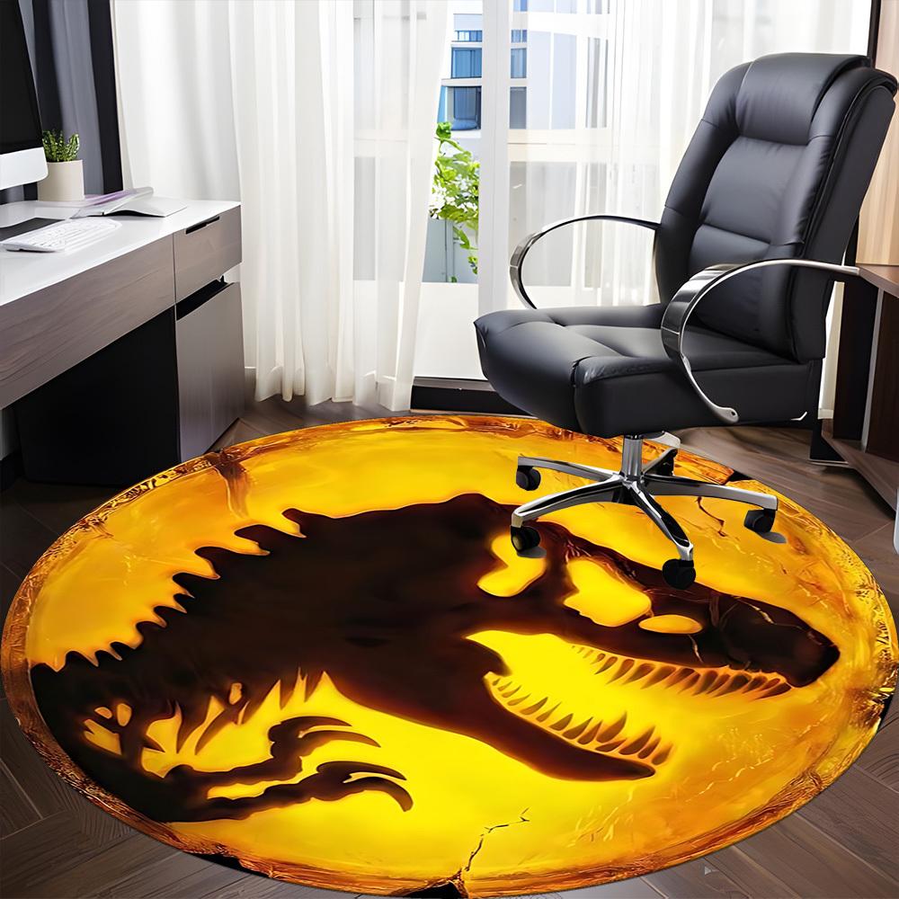1PC Dinosaur Fossil Office Round Rug, Non slip, Soft and Durable Office Rug for Interior Decoration, Perfect for Office