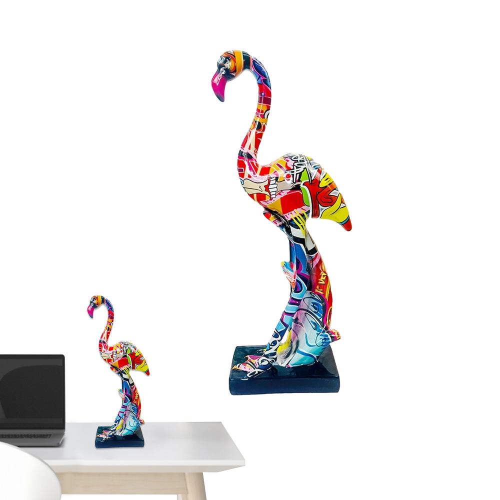 Flamingo Sculpture Resin Animal Graffiti Flamingo Figurines Home Decoration Flamingo Statue Crafts Flamingo Ornament For Leisure