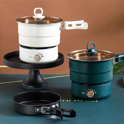 Elektrikli Pişirme Tenceresi Katlanabilir Hotpot Taşınabilir Çoklu Pişirici Bölünmüş Tip Pilav Pişirici Tava Ev Seyahat 1.6L