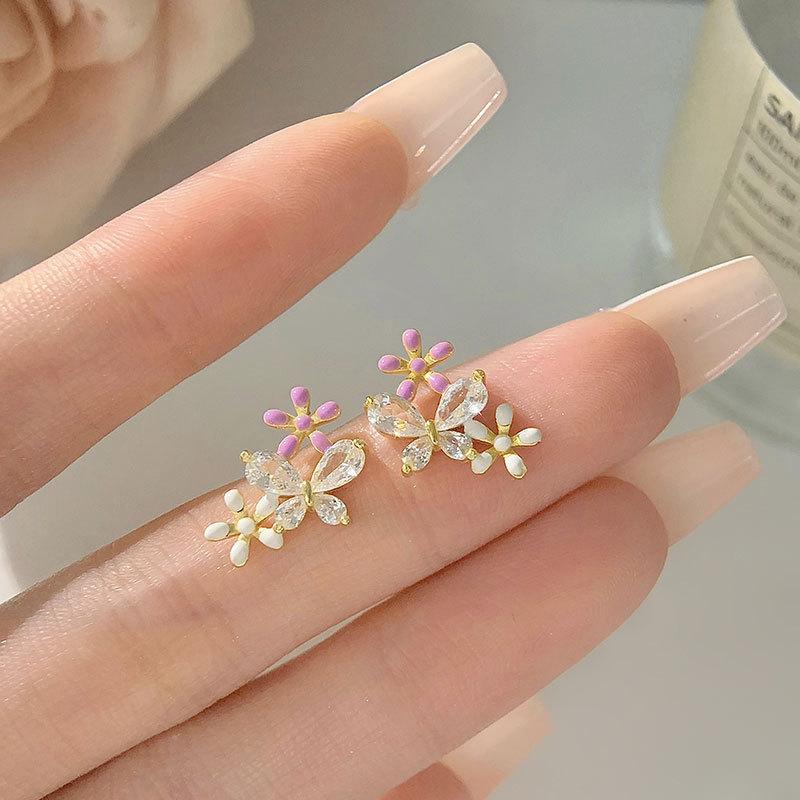 Summer Flower Language Flower Earrings for Women with High-end Niche Design and Exquisite Temperament