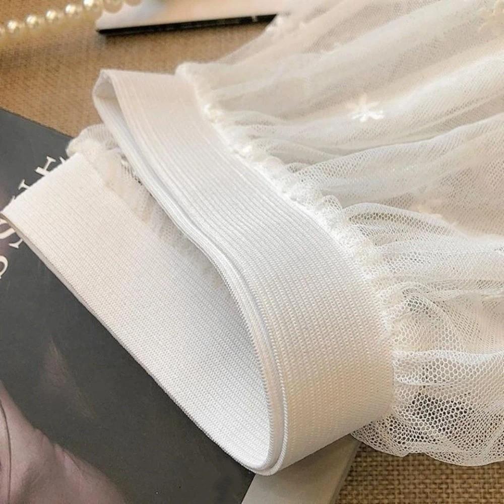 Transparent Safety Skirt Petticoat Embroidery Flower Mesh Underskirt Slips Dress  Female