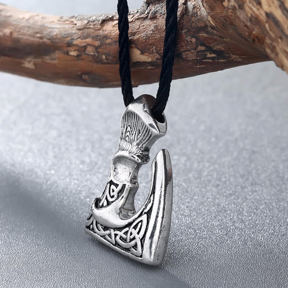 Kinitial Antique Bronze Color Slavic Perun Big Axe Pendant Necklace Jewelry Viking Slavic Necklaces Fit for Men's Jewelry