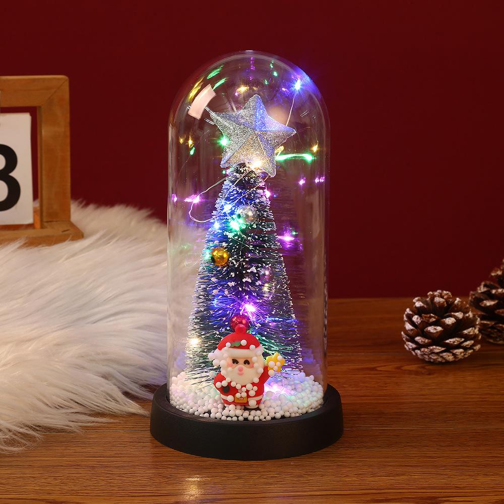 Creative Christmas Gifts Silver Star Christmas Tree Children Night Light Santa Snowflake Window Ornament