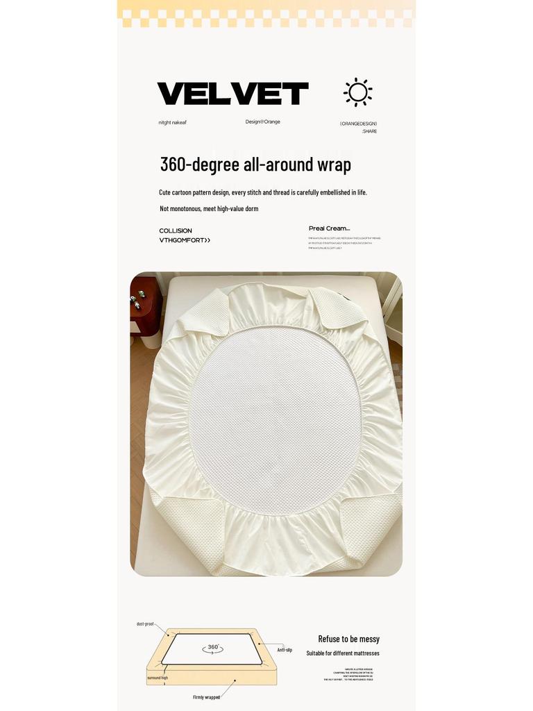 Spring & Summer Chenille Embroidery Quilted Fitted Sheet Mattress Protector