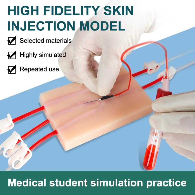 Venipuncture Iv Injection Training Pad Silicone Human Skin Suture Model Y Imbedded 3 Skin Layers Injection Practice Model