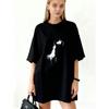 Oversized T Shirt Dress Black Horse Print Graphic Casual Streetwear Fashion Women Summer Outfit