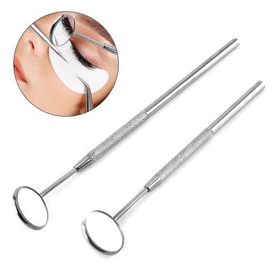 Pro Edelstahl-Kontrollspiegel für Wimpernverlängerung, 1 Stück, tragbare Zahnspiegel, Mundzahn