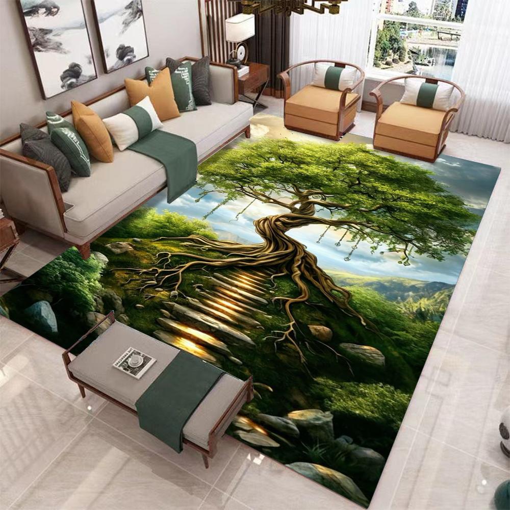

2D Фентезійне Життя Дерево Килимок Природи Візерунок Килим для Вітальні з Містичним Лісовим Дизайном Домашній Декор Килими для Спальні 120x160cm