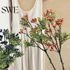 Realistic Berry Branch Decor Artificial Faux Blueberry Spray with Leaves Fake Fruit Centerpiece Stem Vase Filler for Home Office Wedding Party Kitchen