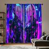 2pc Cyberpunk Anime Curtains – Neon Futuristic Design   Rod Pocket for Living Room   Bedroom & Office (Rod Not Included)