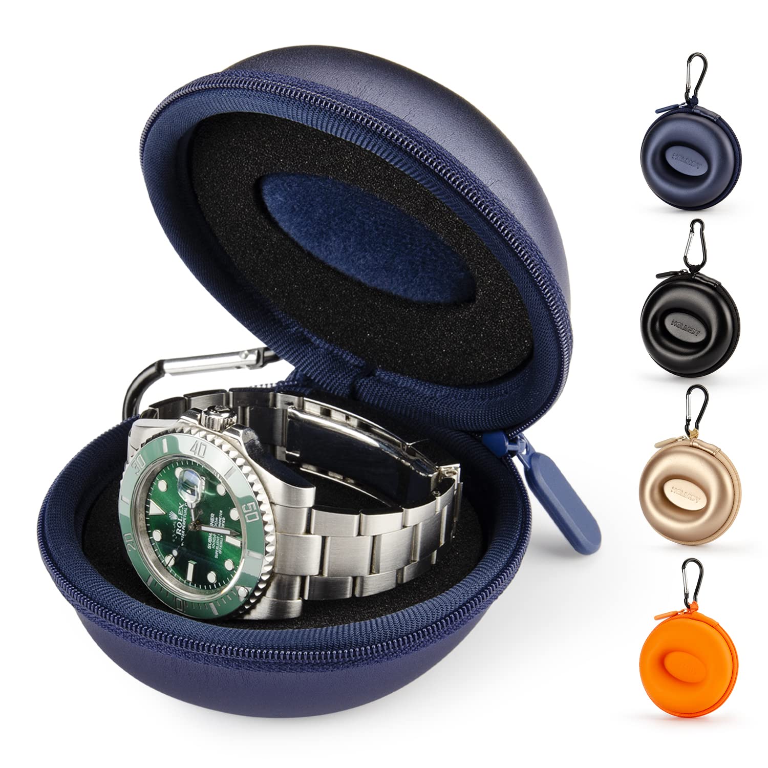 

HELMDY Watch Storage Case for Smart Perfect for Business Up to PU Watches, Travel, Trips, 52mm, Leather, Blue… синій