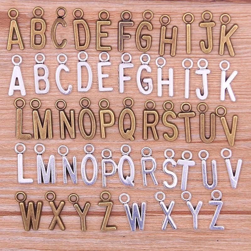 Zinc Alloy Alphabet Charms: 2 Colors, 26 Letter Pendants for Jewelry, Handbag, and Mobile Phone Accessories
