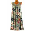 Fashion Women Lace Print Pleated Swing Dress Casual Sleeveless Vest Tank Top