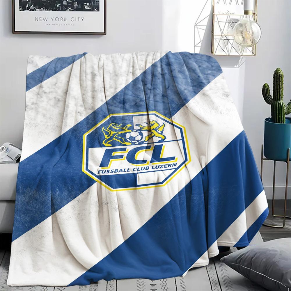 1Pc FC Luzern Print Flannel Blanket High Quality Warm Comfortable Cover for All Seasons Perfect for Gifts Home Decor