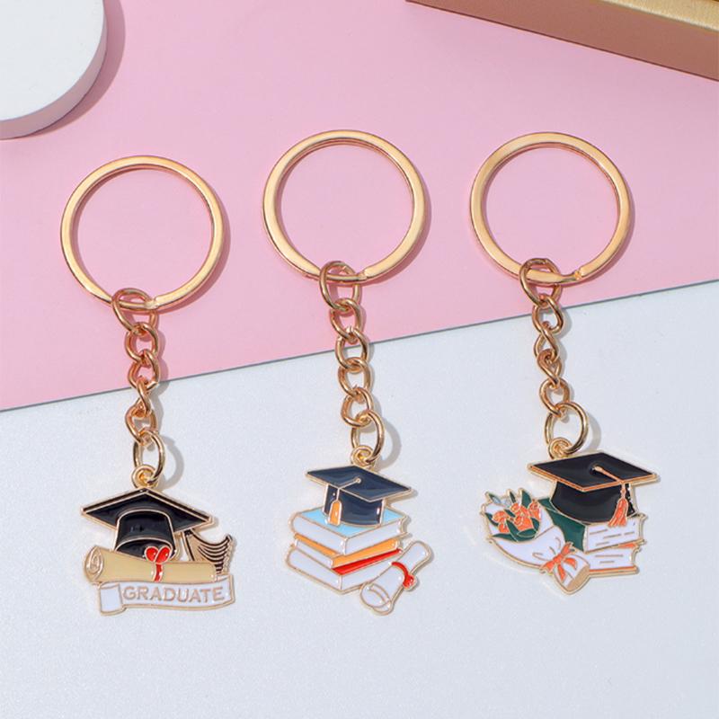 Creative Flowers Bachelor'S Hat Book Pendant Keychain Top Student Graduation Season Souvenir Bag Pendant