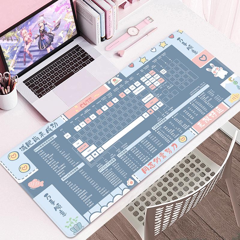 Extra Large Cartoon PS Hotkeys CAD Mouse Pad - Non-Slip Desk Mat for Keyboard & Laptop