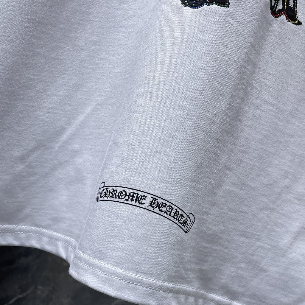 GZ-8952 CHROME HEARTS 2025 Léto Nové Vysoce Kvalitní Bavlna Kulatý Výstřih Volné Velká Velikost Pánské a Dámské Tričko Pár Tričko