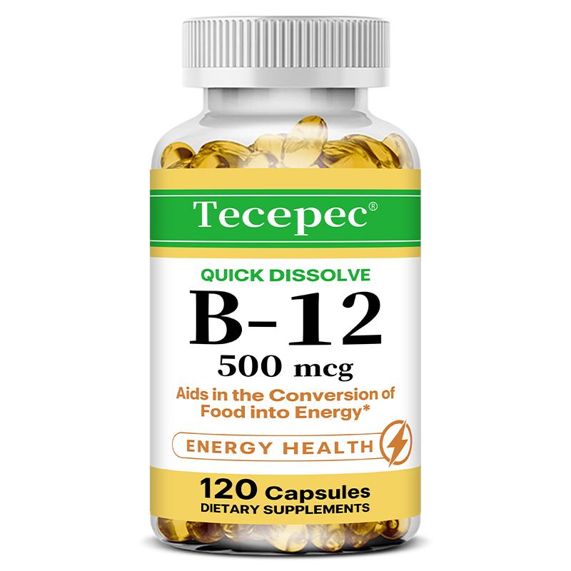 Vitamin B12 (As Cyanocobalamin) 500 Mcg Dietary Supplement, 120 Softgels Per Bottle 120 Capsules