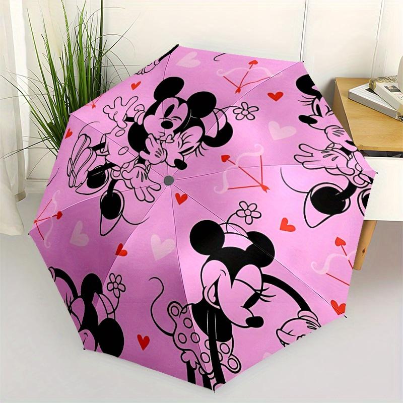 1pc Mickey Minnie, Valentine's Day Automatic Folding Umbrella, Compact Portable Travel Umbrella, Perfect Gift for Friends  Yy250806022