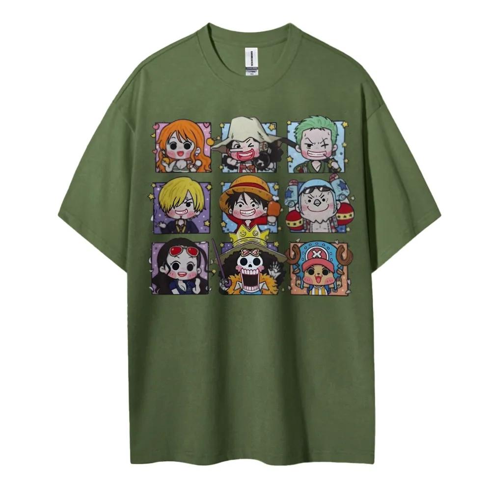 ONE PIECE Peripheral Products Mens Oversized Tshirt Street Version Mens and Womens Summer Casual Trendy Brand Top Colthing