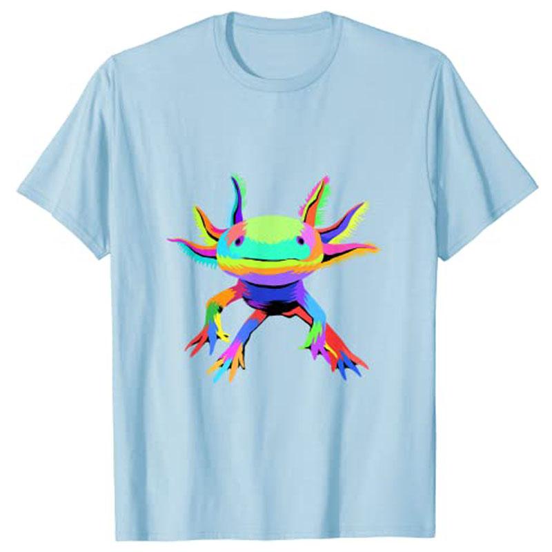 Pop Cute Art Axolotl TShirt Graphic Tee Cartoon Apparel Animal Lover Aesthetic Clothes Short Sleeve Blouses Gift for Boys Girls