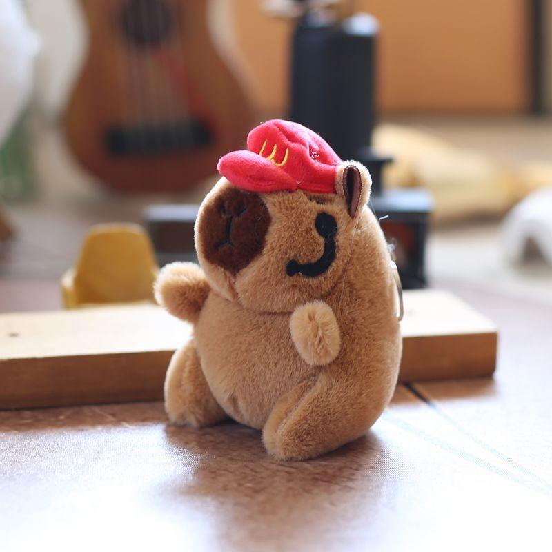 Plush Capybara Keychain Stuffed  With Pp Cotton Short Plush Backpack Gift Decor