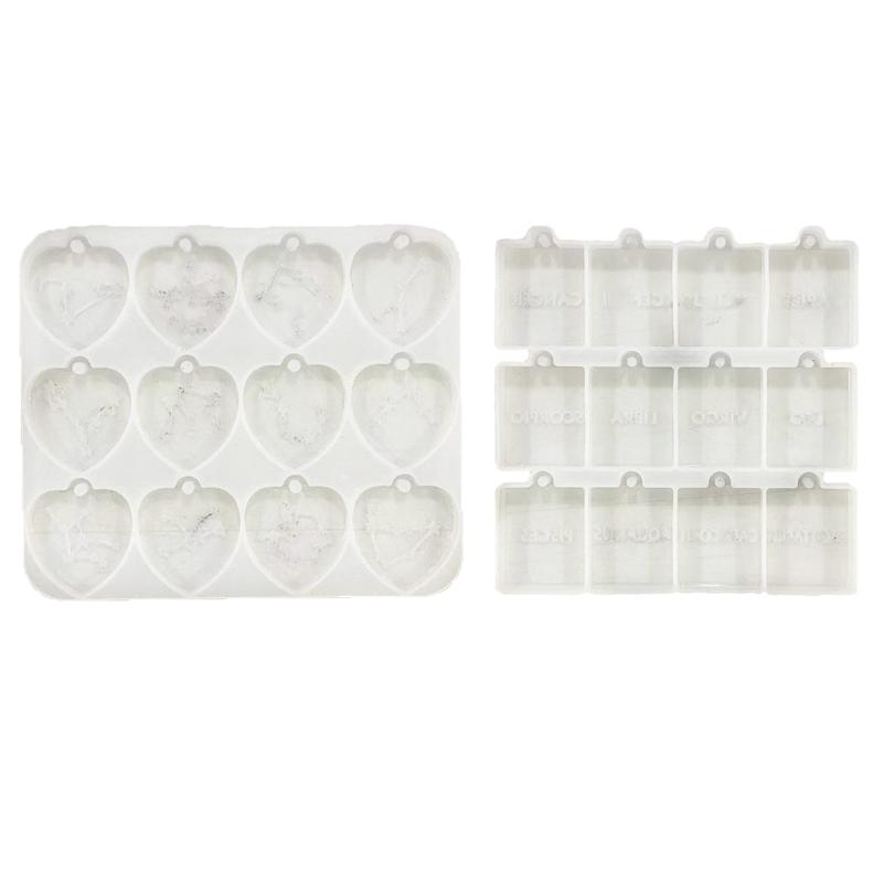 

Diy Crystal Epoxy Heart Square Molds Earrings Tag Mold Hanging Pendant Decoration English Letter Mirror Silicone Mold 1