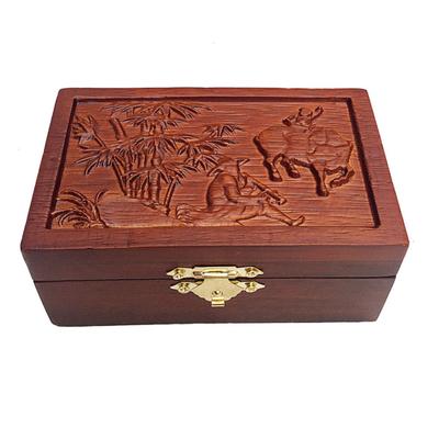 Boîte de rangement en bois Vintage, organisateur de bibelots de bijoux en relief avec boucle