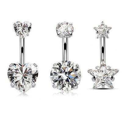 Sexy Belly Navel Piercing Stainless Steel  Heart Belly Button Ring For Women Girls Belly Piercing Ring Body Jewelry